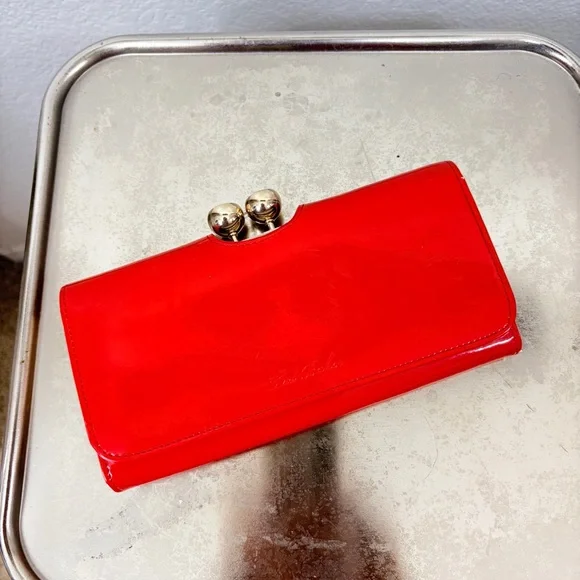 Ted Baker Red Patent Leather Clutch Womens Wallet - Picture 2 of 10